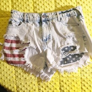 Patriotic Distressed Denim Shorts